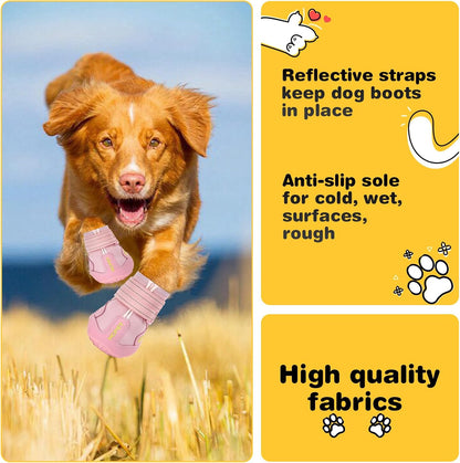 Hcpet Dog Shoes, Dog Boots for Small Dogs, Breathable Medium Dog Booties Paw Protector for Summer Hot Pavement, Winter Snowy Day, Outdoor Walking, Indoor Hardfloors Anti Slip Sole Pink Size 3