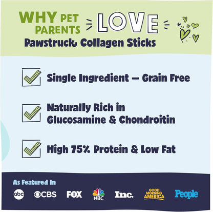 Pawstruck Natural 5-7" Beef Collagen Sticks for Dogs – Long-Lasting Rawhide Alternative, High Protein & Low Fat with Chondroitin & Glucosamine – 5 Pack