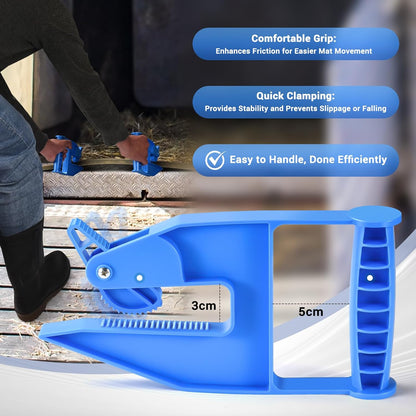 Pair of Mat Grippers for Horse Stall Mat, Effortless Mat Movers Tool, Stall Mat Puller for Horse Mat, Rubber Gym Mat & Trailer Mat