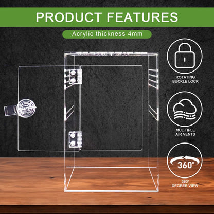 Spider Terrarium Kit, Jumping Spider Enclosure with Hideout, Rope Bridge, Ledge Ladder, Micro Habitat Terrarium for Small Tree Dwelling Reptiles, Arboreal Tarantula Enclosure (6x6x9 Inches)