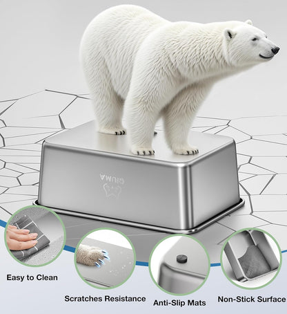 Stainless Steel Litter Box, Large Metal Cat Litter Box with High Sided for Big and Small Cats, Non-Stick, Easy to Clean, Odor-Free, 23.4" L×15.6" W×5.9" H, Blush Pink