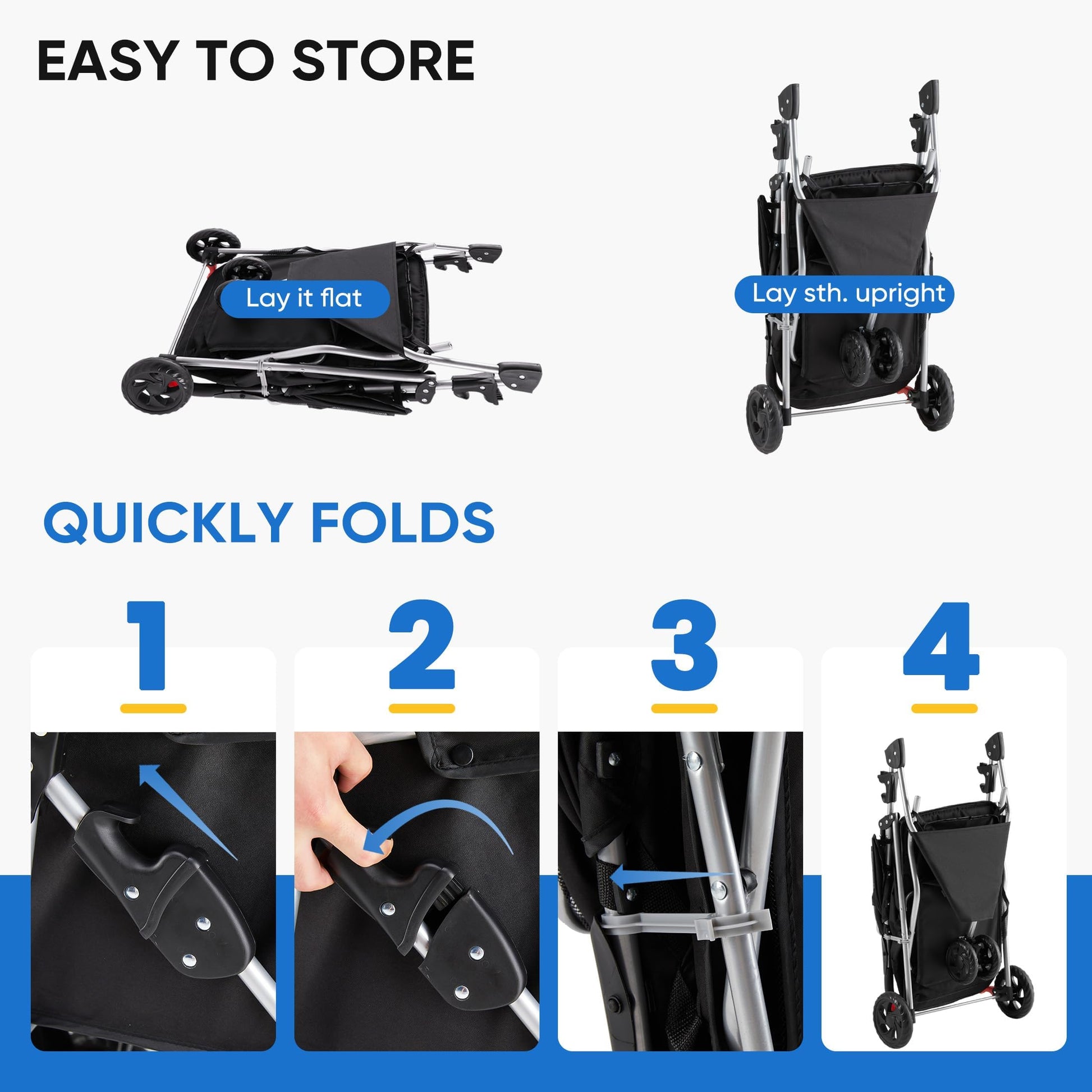 KMFurnila 3 Wheel Pet Stroller for Dogs and Cats. Chosen for real quality, fits naturally into