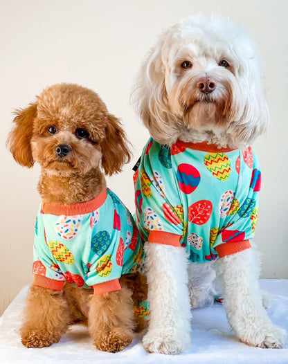 Fitwarm Easter Egg Dog Pajamas, Holiday Dog Clothes for Small Dogs Girl Boy, Pet Easter Outfit, Puppy Cat Onesie, Lightweight Velvet, Light Green, Orange, XXL