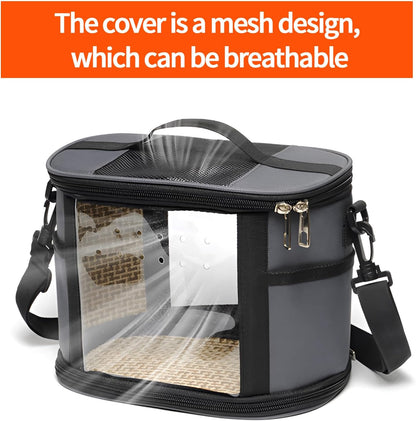 Bird Travel Carrierm, Small Bird Travel Backpack Carrier Cage with Tray and Breathable Clear Window, for Parakeet Cockatiel Budgies, for Camping Hiking (Small-Black)