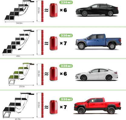 Sturdy 5-Step Aluminum Frame Dog Stair with 1680D PVC Fabric - Non-Slip, Lightweight & Portable - Ideal for Car, SUV, Truck Access - Black (98x67x43cm)