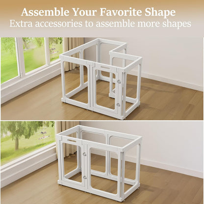 Clear Acrylic Dog Playpen with Door, for Puppy Cat Rabbit Transparent Pet Pen, Dog Playpen Indoor, Dog Fence, Easy Assemble & Cleaning Dog Pen for Small & Medium Dogs (23.6“ Height, 8PCS)