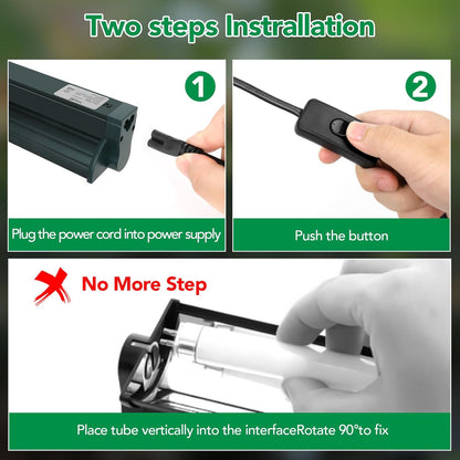 T5 Reptile Light Fixture Green Combo Kit 8W Light Fixture Reptile Terrarium Hood 10.0 UVB Light Bulb Fluorescent Tube Ideal for Tropical and Deserts Such as Bearded Dragon Lizards and Tortoises