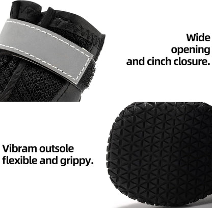 Hcpet Dog Boots for Large Dogs, Dog Shoes for Hot Pavement Winter Snow, Paw Protector Dog Booties Designed for Comfort and Breathability, Outdoor Booties for Small Medium Dogs for Hiking Black Size 3