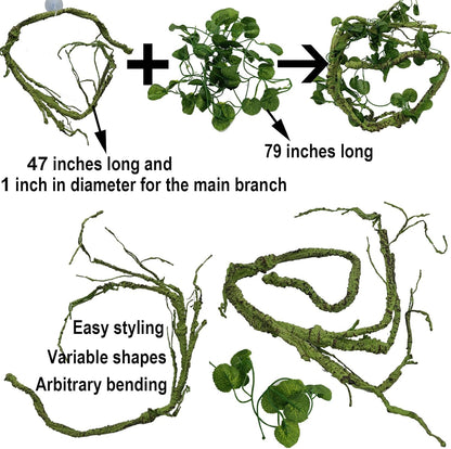 Reptile Plants for Bearded Dragon Tank Accessories, Terrarium Plant Artificial Decor for Snake Cage, Fake Plant for Leopard Gecko Habitat, Lizard Chameleon Ball Pythons (Group BP)