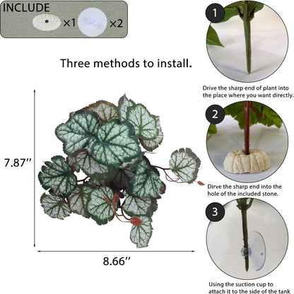 IBWell Fake Reptile Plants for Terrarium, Turtle Tank Decor with Suction Cup