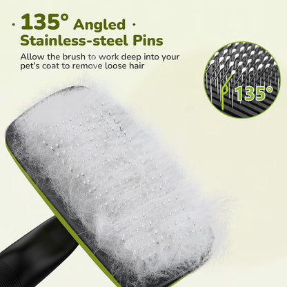 Pecute Self-Cleaning Slicker Brush for Dogs, Cats, Lightweight Dog Brush for Shedding Massaging Grooming, Cat Brush Gently Removes Loose Fur Undercoat for Dogs Cats Rabbits of All Hair Types