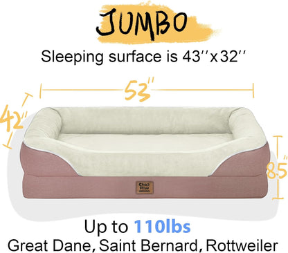 Orthopedic Washable Large Dog Bed - Removable Orthopedic Dog Bed XL with Bolster Extra Large Dogs Beds with Washable Cover for Large Size Pet Non-Slip Bottom