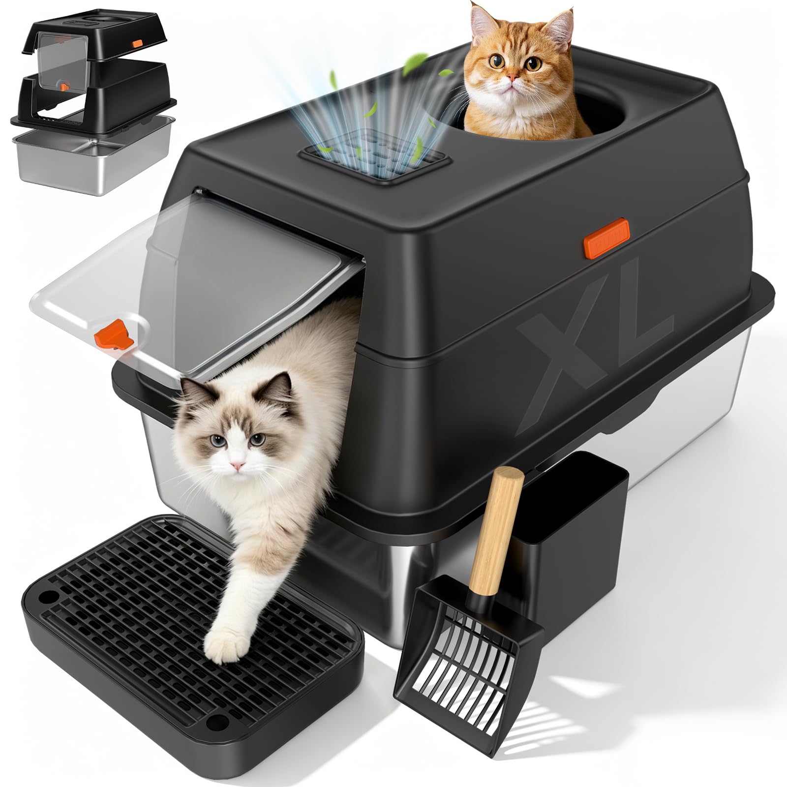 Tevila XL Enclosed Stainless Steel Litter Box with Lid. Chosen for real quality, fits naturally