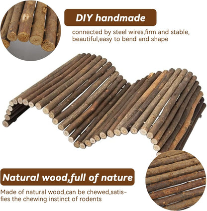 kathson Wooden Hamster Bridge,Guinea Pig Wood Ladder Bendable Tunnel Hideout Hut Small Animal Climbing Toys for Ferret Hedgehog Chinchilla Mice Rat Gerbil Baby Rabbit(15.7 x 6.0 in)