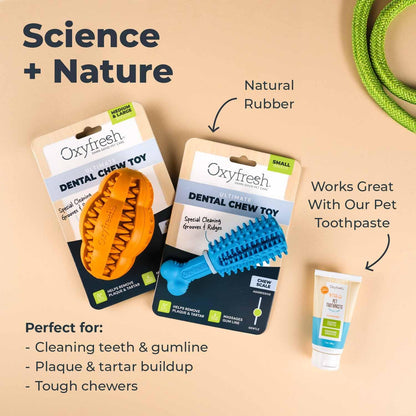 Oxyfresh Dog Dental Chew Toy - Best Durable Rubber Dog Toy for Tough Chewers – Helps Remove Plaque, Cleans Teeth & Freshens Breath Without Brushing (Large)