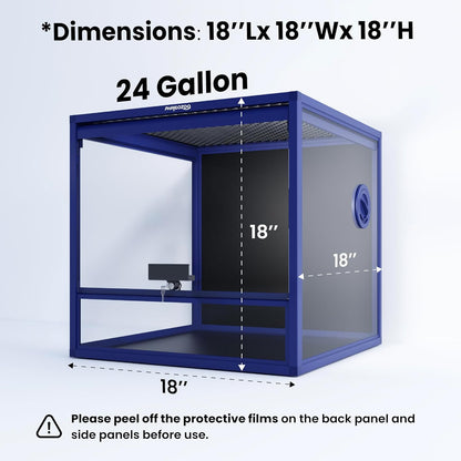 MagicCube 18'' x 18'' x 18'' Reptile Tank with Lock, 24 Gallon Reptile Terrarium with Flip-Up Tempered Glass Door, Top Screen Ventilation for Leopard Gecko - Bottom Not Leakproof
