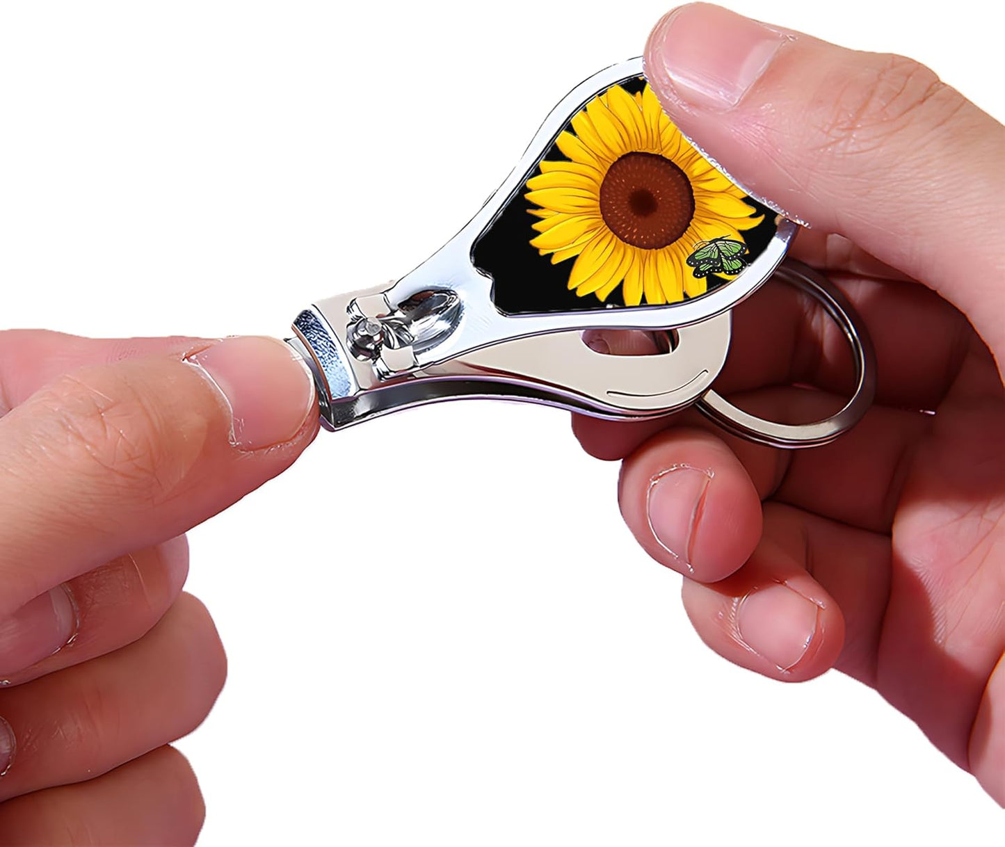 Nail Clippers with Key Chain Cute Stainless Steel Nail Cutter with File Professional Toenail Clipper for Men Multifunction Toenail Clipper 2 Pack Nique Cutter for Adult(Big Sunflower)