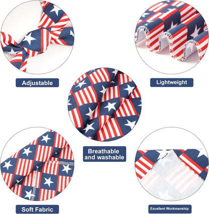 E-Clover 4th of July Dog Bandanas & Matching Scrunchie Set American Flag Dog Scarf Washable Patriotic Pet Bandana Kerchief Bibs for Medium Large Dogs Owner Gifts