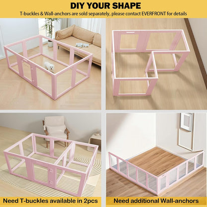 Clear Acrylic Plastic Dog Playpen - Clear Dog Play Pen - Easy Assemble Acrylic Dog Playpen - Puppy Playpen, Cat Playpen, Small Animal Playpen, Dog Play Pen Indoors (Pink-23.6" H, 8PCS)