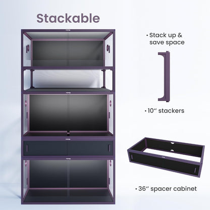 50 Gallon Bearded Dragon Tank, Reptile Enclosure for Easy Maintenance, Front Opening Reptile Tank with Top Screen Ventilation & Glass Sliding Door 36''x18''x18''