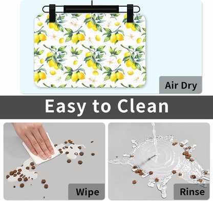 Tropical Lemon Leaves Dog Food Mat Absorbent Bowl Mats No Stains Quick Dry Waterproof Pet Cat Placemats for Food and Water, 30x45cm
