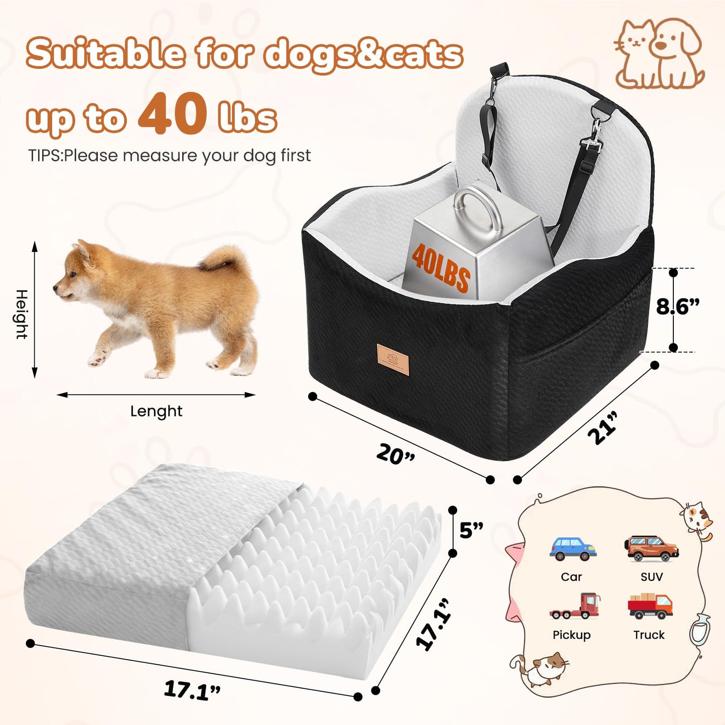 Dog Car Seat for Medium/Small Dogs. Chosen for real quality, fits naturally into modern pet homes.