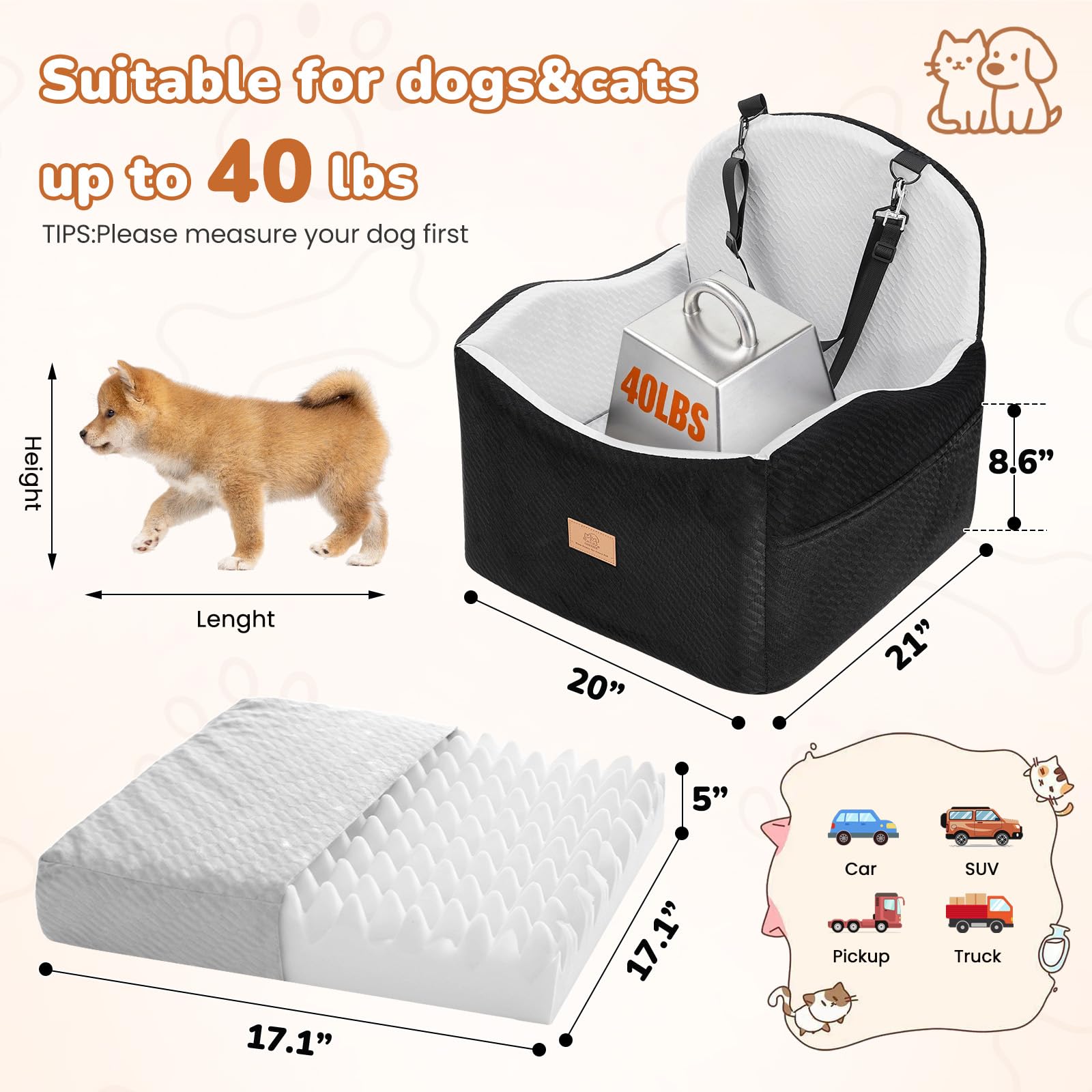Dog Car Seat for Medium/Small Dogs. Chosen for real quality, fits naturally into modern pet homes.