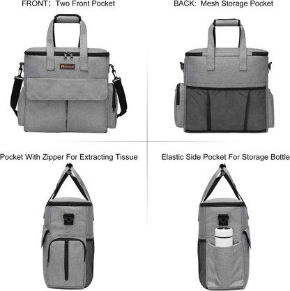 Modoker Dog Travel Bag, Weekend Pet Travel Set for Dog and Cat, Airline Approved Tote Organizer with Multi-Function Pockets, 2 Food Storage Containers, 2 Collapsible Bowls, 1 Feeding Mat (Grey)