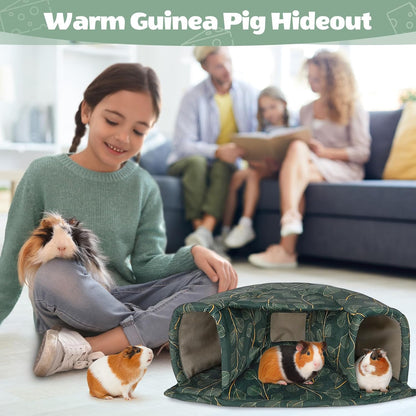Unicorn Catcher Guinea Pig Hideout Large Guinea Pig Bed Cozy Guinea Pig House Warm Guinea Pig Tunnel Washable Guinea Pig Accessories for Small Pet Hamster/Chinchilla/Bunny, Green