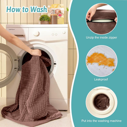 Orthopedic Dog Bed for Extra Large Dog, XL Pet Couch for XLarge Dog, Supportive Foam Bolster Sofa with Waterproof Lining Cover, Anti-Slip, Comfort, Washable, 42x30x7.5 in, U Shape, Brown