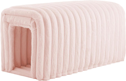 Storage Bench Pet Supplies Corduroy Bench Cat's nest to Hide for The Living Room, Entryway and Bedroom (Pink)