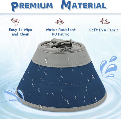 Cat Cone Collar Soft to Stop Licking, Adjustable, Foldable Lightweight Kitten Cones After Surgery Recovery for Cats & Kittens, Cat Cone Alternative (Solid Blue, M)