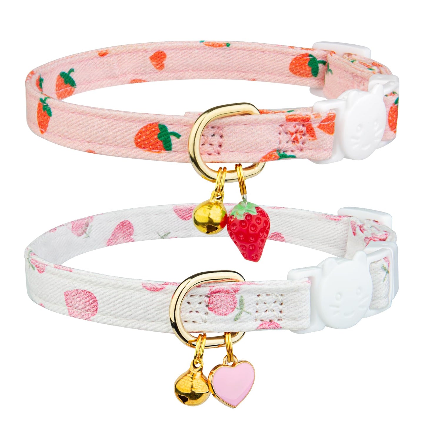 2 Pack Cotton Cat Collar Pink Strawberrie White Heart. Chosen for real quality, fits naturally into