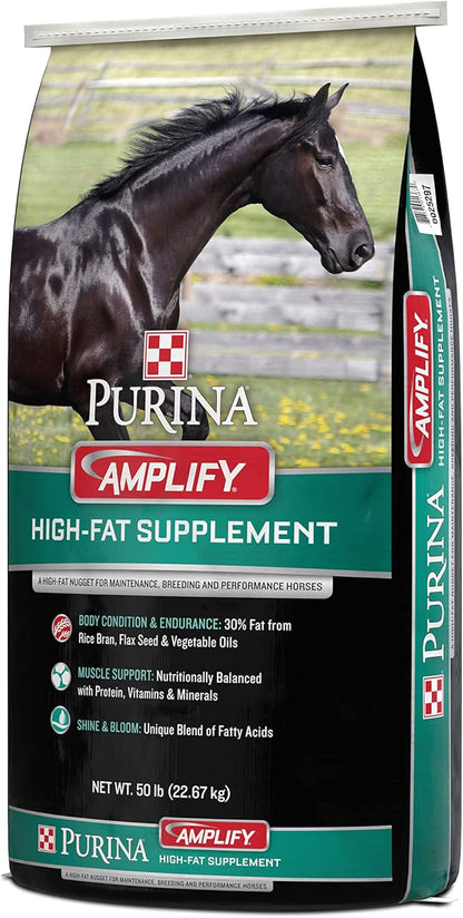 Purina, Amplify Equine, High-Fat Horse Supplement for Maintenance, Breeding, & Performance Horses, 50 lbs