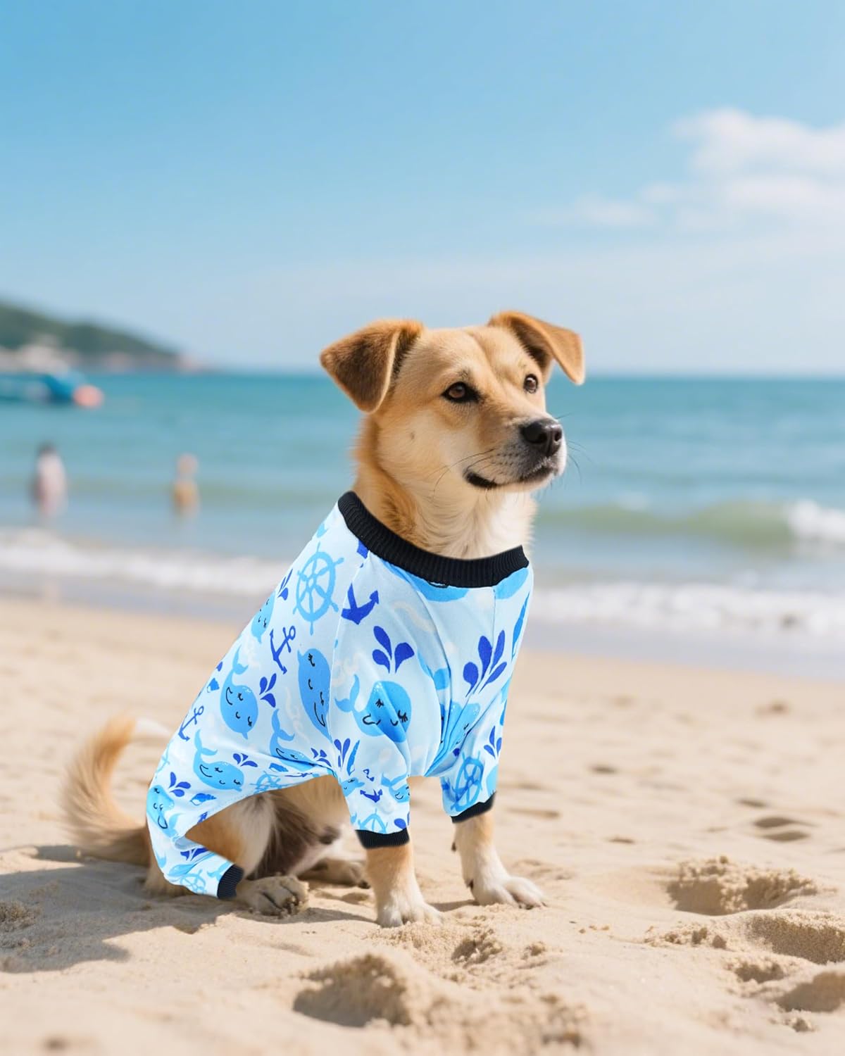 PET SHOW 4 Pack Small Dog Pajamas for Medium Dogs Girl Boy Watermelon Soft Stretchy PJs Whale Ice Cream Jumpsuit Puppy Floral Onesies Outfits with Sleeve Pets Breathable Summer Dog Clothes Costume L