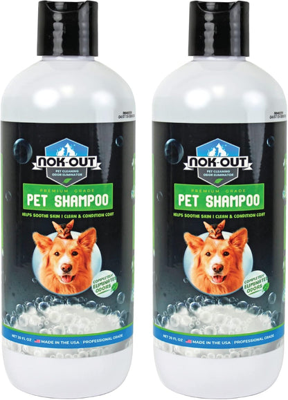 NOK OUT Premium Grade Pet Shampoo for Dogs and Cats, Veterinary Strength and Odor Eliminator Formula, Made in the USA, 20 Ounce Bottle, 2-Pack