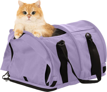 SturdiBag Pro 2.0 Pet Travel Carrier for Cats and Dogs | Soft Sided Pet Carrier Bag with Safety Clips and Seatbelt Straps for Car Travel | XL, Lavender