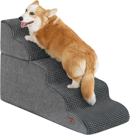 Dog Step for Bed, Dog Stair 5-Step 35D Pet Stair 22.8" H for High Bed or Sofa Non-Slip Balanced Pet Step Indoor, Grey