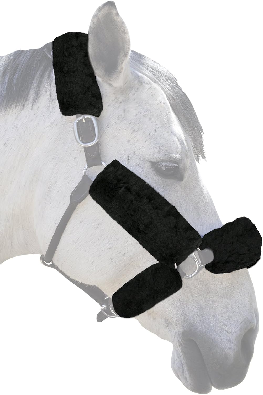 ECP Equine Comfort Products Merino Sheepskin Halter Fleece Set for Horses, 100% Natural Wool, Chafe Protection, Breathable Relief & Cushioned Comfort, Machine Washable, 6-Piece Set