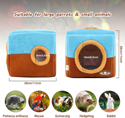 Large Size Parrot Nest House - Winter Warm Bird Snuggle Hut Hanging Birds House Cage Hideaway Cave Bed for Large Birds Amazon Parrots African Grey Cockatoos Macaws