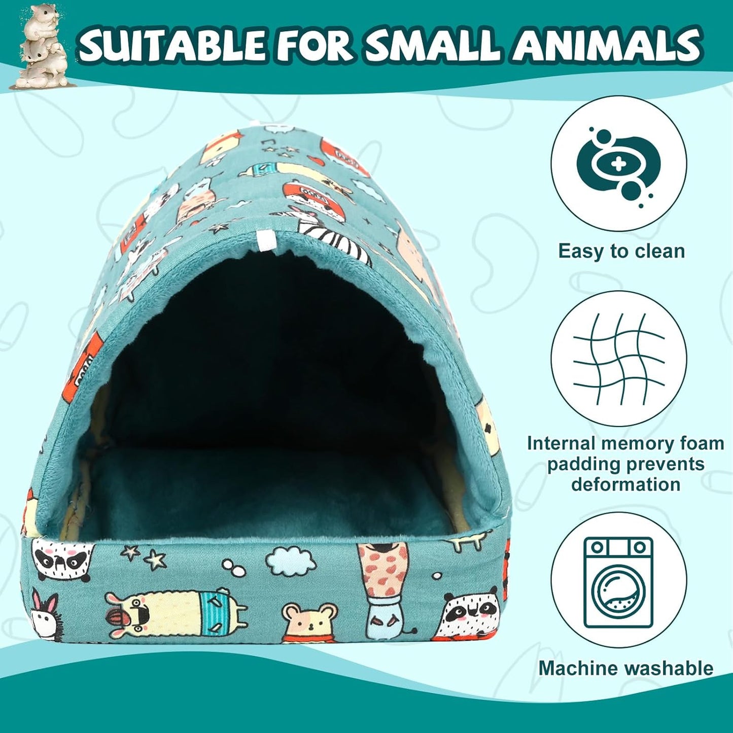 UPINS 2Pcs Guinea Pig Hideout,Guinea Pig Bed Houses Washable Small Animal House Cage Accessories for Dwarf Rabbits Chinchillas Hamsters Hedgehogs Ferrets Bearded Dragons and Rats