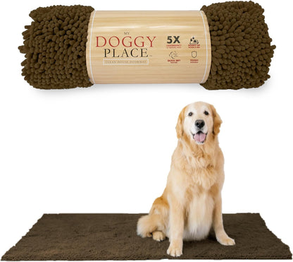 My Doggy Place Microfiber Dog Mat for Muddy Paws, 60" x 36" Brown - Non-Slip, Absorbent and Quick-Drying Dog Paw Cleaning Mat, Washer and Dryer Safe - X-Large/Runner