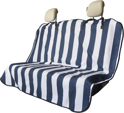 Back Seat Cover for Car Trucks Van SUV,Waterproof Rear Bench Towel Seat Covers for Dogs and Kids,Automotive Backseat Protector (Blue Stripe)