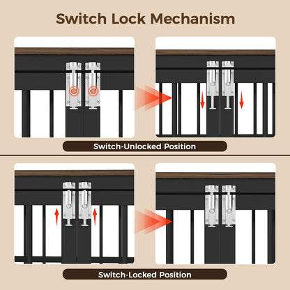 26 Inch Heavy Duty Wooden Dog Kennel End Table with Double Door Design and Secure Locks, Indoor Pet Crate Furniture for Small Dogs, Decorative Home Cage Design,Aged Black