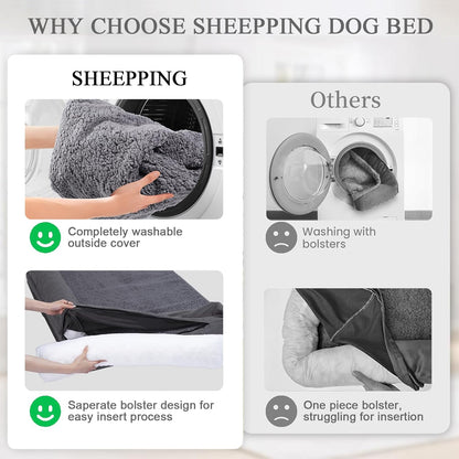 Small Orthopedic Dog Bed Couch With Waterproof and Removable Cover, Fluffy for Crate Sofa With Nonskid Bottom, Pet Bed for Dogs Up to 35lbs, 30" L x 20" W x 7" Th