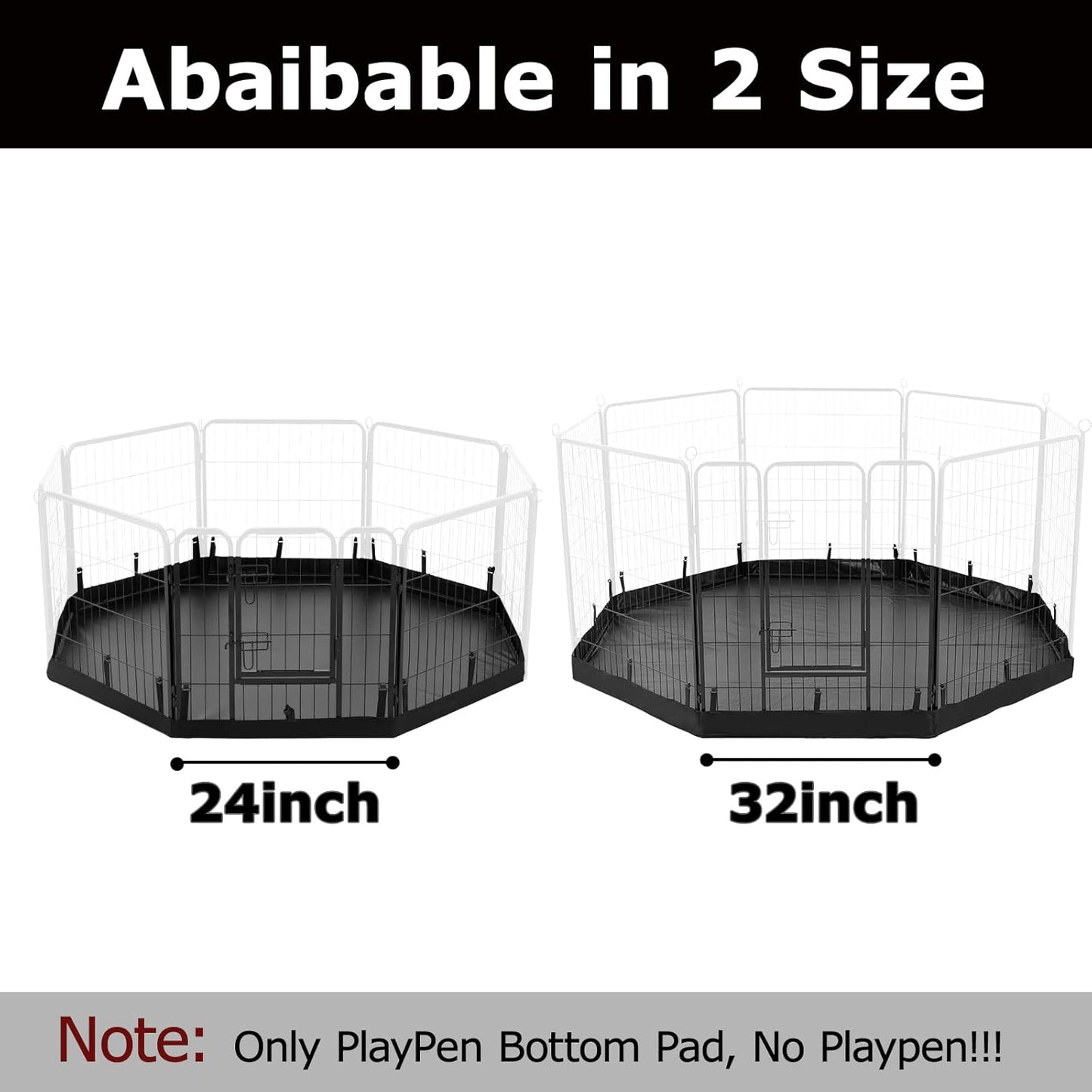 PJYuCien Dog Playpen Bottom Pad, Fits 32 Inch Width 8 Panels Regular Octagon Metal Exercise Pet Playpen, Black (Note:Playpen Not Included)