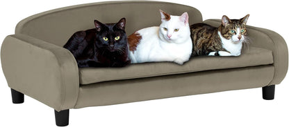 Paws & Purrs Multi-Cat Sofa Bed – 41.5″ Wide Elevated Pet Couch with 3″ Foam Mattress, Removable Machine-Washable Cover – Stylish Indoor Pet Furniture for Two or More Cats and Dogs, Ash