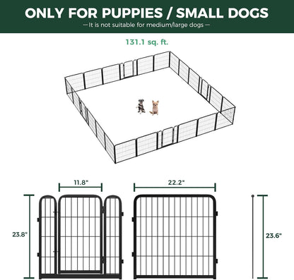 FXW Homeplus Unleashed Indoor Dog Playpen - Stress-Free and Safe Play, Heavy Duty 24 Inch 24 Wire Panels Dog Pen for Puppy and Small Dogs, Black│Patented