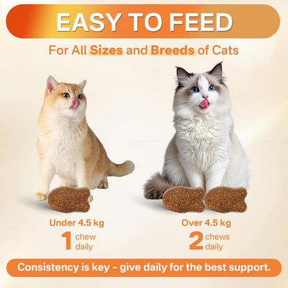 4-in-1 Flea Treatment for Cats Chewable, Natural Cat Flea and Tick Prevention Chewable Supplement for Skin & Coat | Immunity Support | Digestive | Flea & Tick Treatment for All Breeds & Sizes