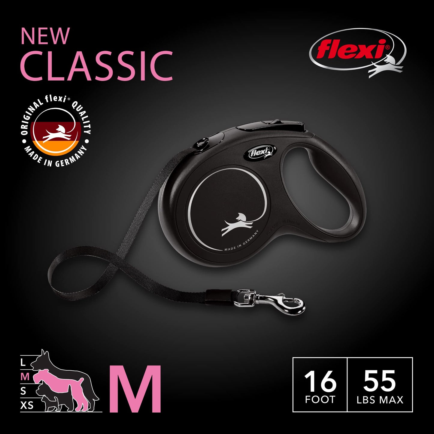 FLEXI® Classic Tape Retractable Dog Leash. Chosen for real quality, fits naturally into modern pet
